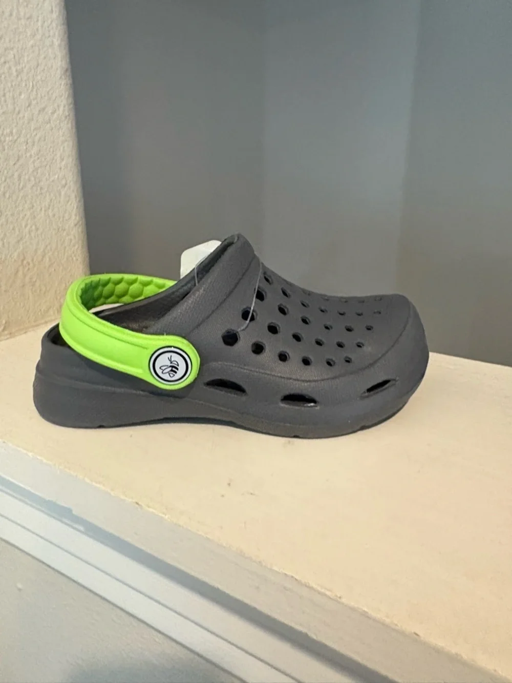Joybees Harper Slip-On Clogs Charcoal/Lime - Kids Child Toddler Size 8 / 9